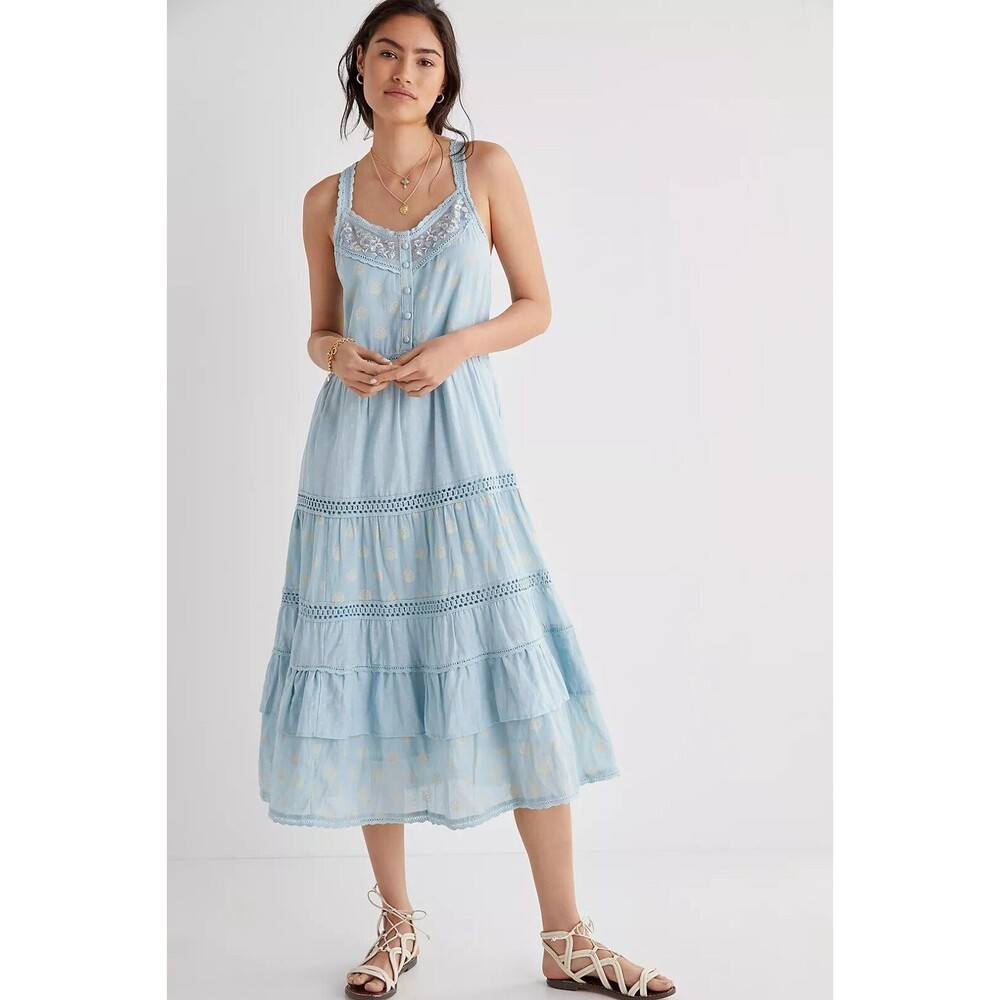 Anthropologie Light Blue Tiered Maxi Dress